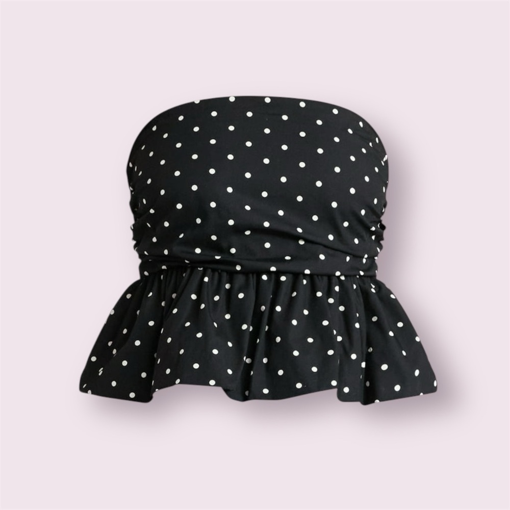 No Boundaries Black Polka Dot Strapless Top